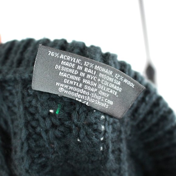 Wooden Ships Christy Zip Crew Mohair Wool Blend Knit Navy Sweater M/L Pullover - Picture 7 of 7